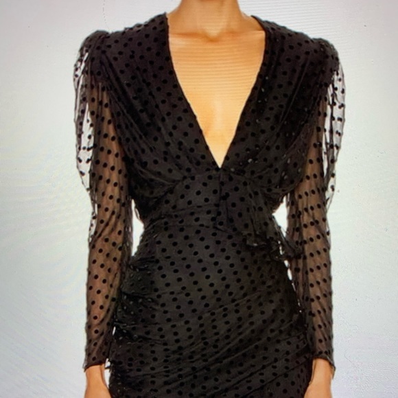 IRO Callagan Asymmetrical Ruffle Silk Mini Dress NWT Size 34, Polka dots - Picture 2 of 10